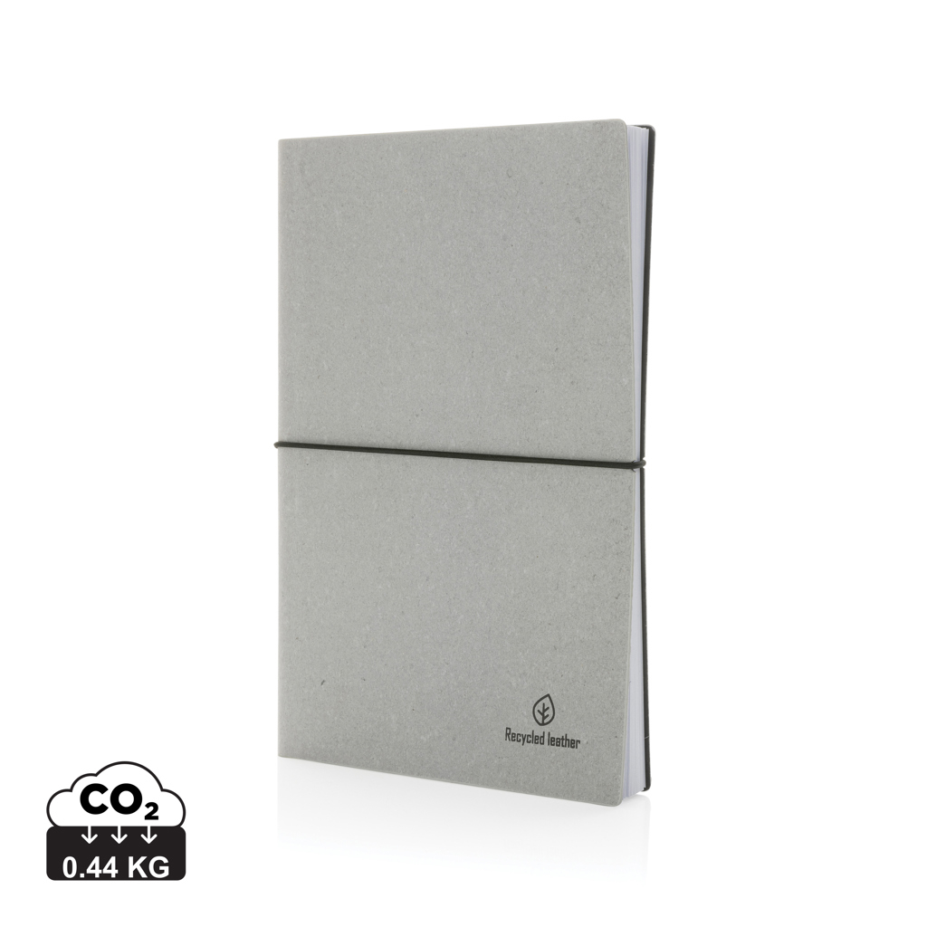 Carnet de notes personnalisable en cuir recyclé - A5 Gris clair
